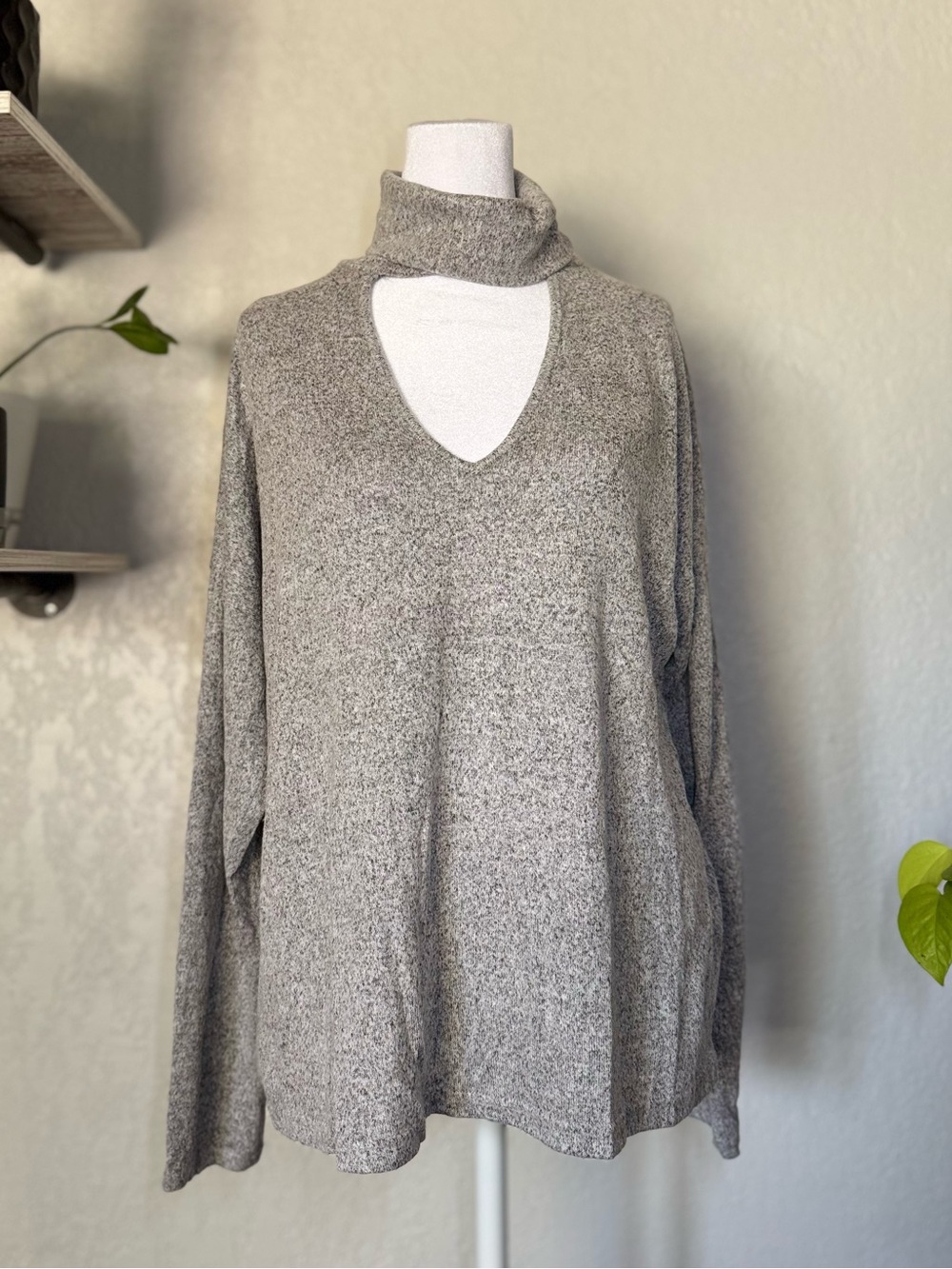 Charlotte Russe Heather Gray Cutout Turtleneck Sweater